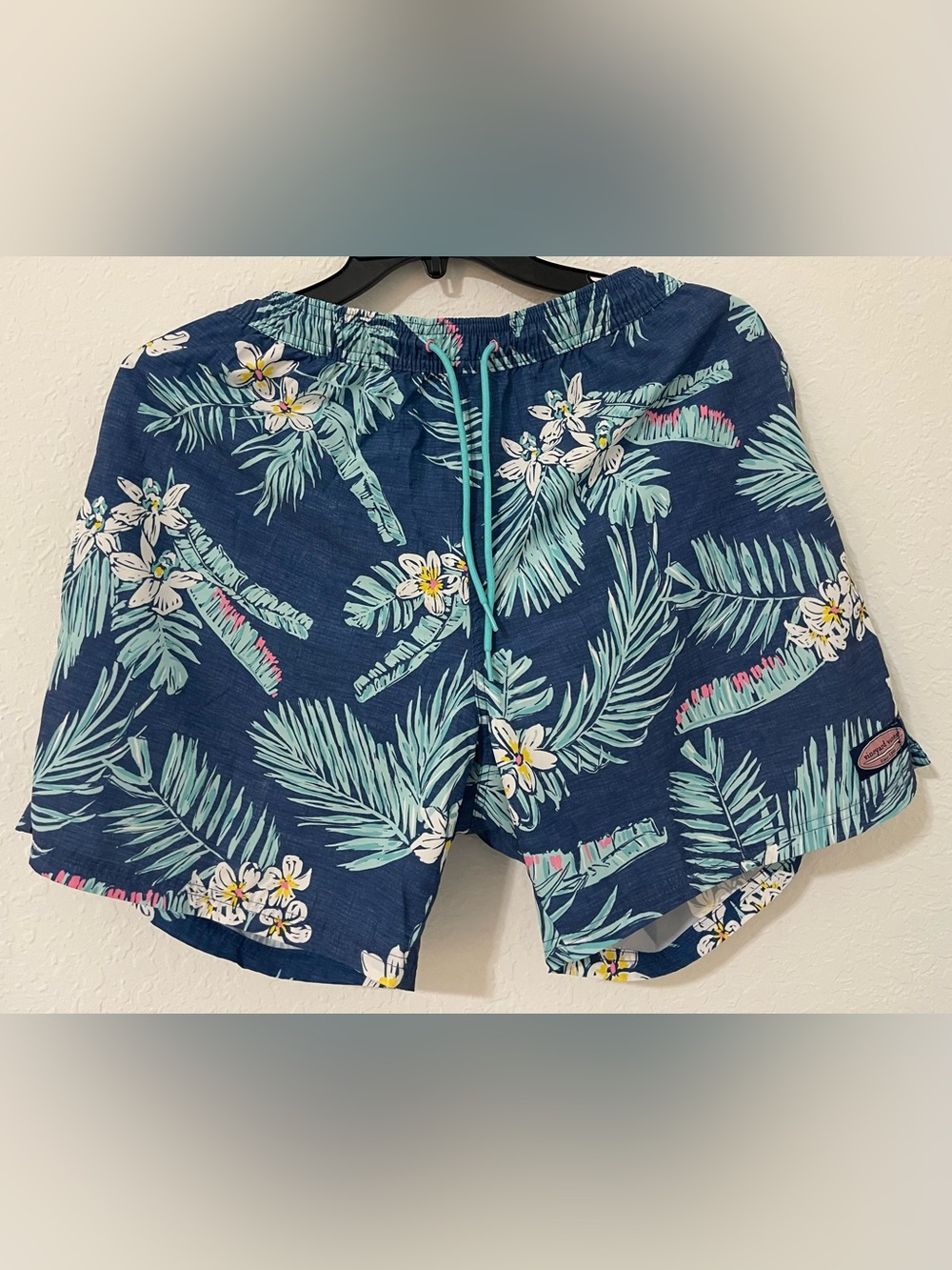 Vineyard Vines Navy Tropical Print Swim Shorts